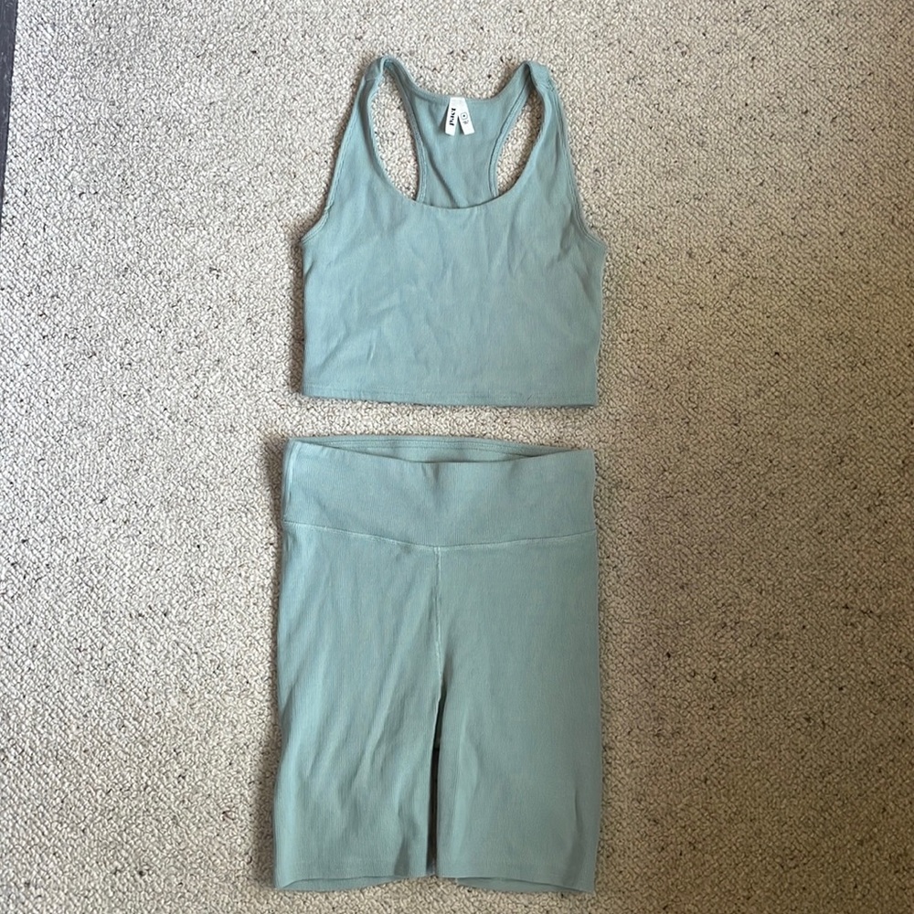 PACT ribbed workout set - teal